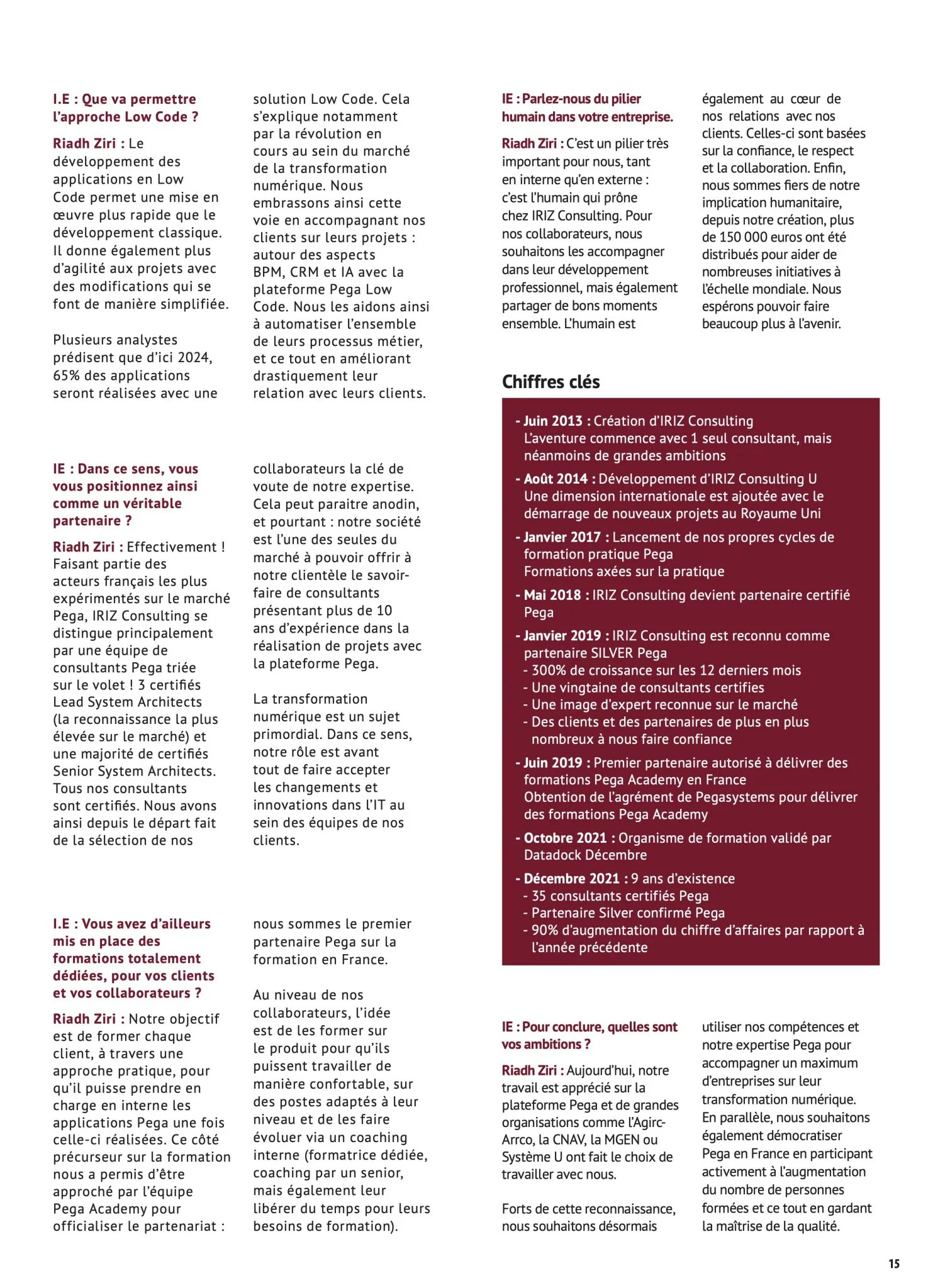 IRIZ Consulting Pega press article — page 1